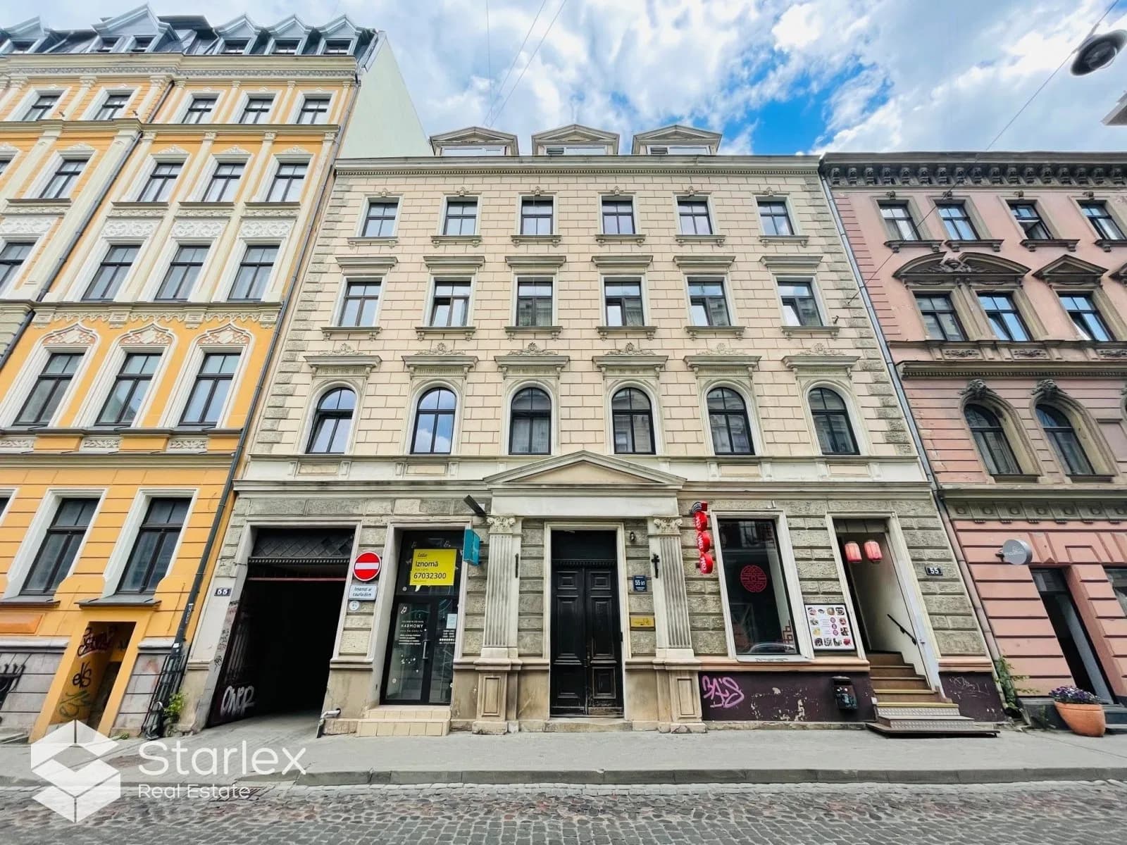Office with exposed brick walls in the center of Riga